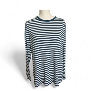 Duluth Trading Co long sleeve blouse women’s size large Teal and White